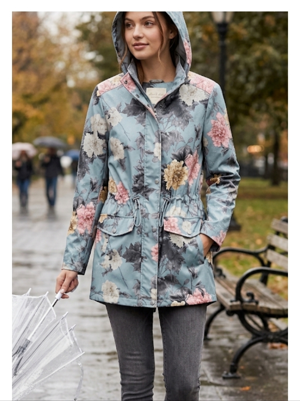 NWOT. Altar'd State Floral Rain Coat Sz Small